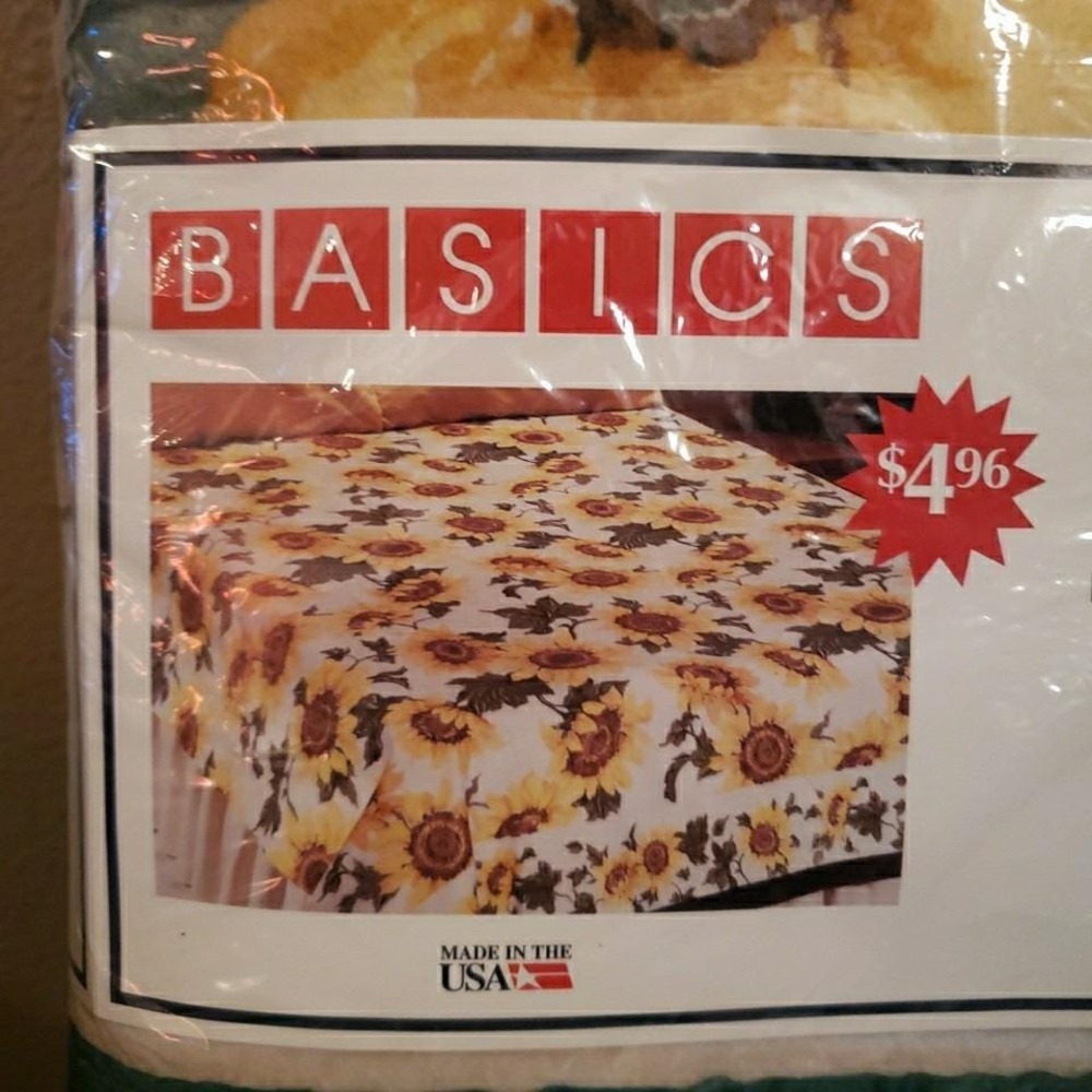Vintage Basics Sunflower Print Blanket Pillowtex Twin Full 72x90 Made in USA NEW